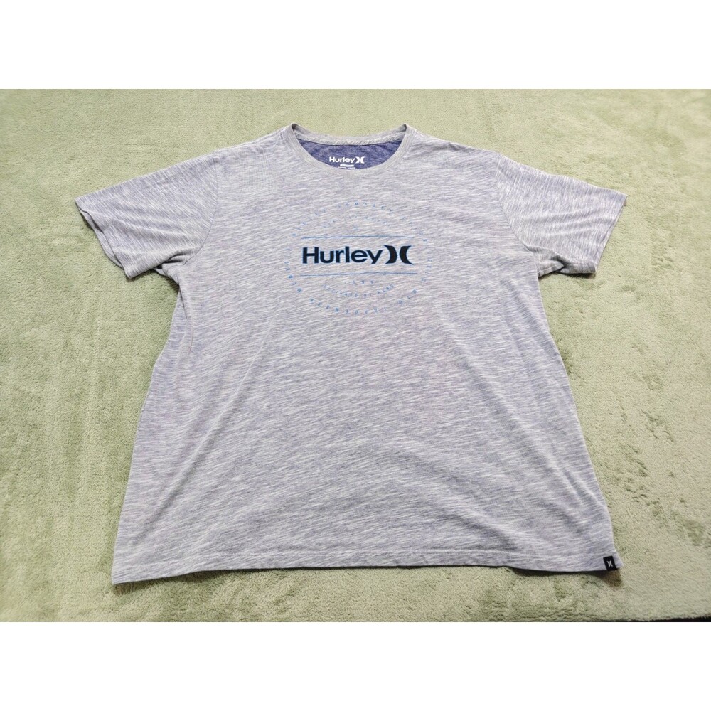 Hurley Nike Dri-FIT Men's Gray Graphic Logo Crew Neck Short Sleeve Tee XL